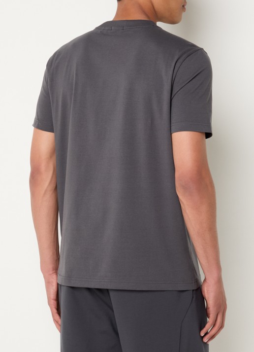 BOSS T-shirt van stretchkatoen met logodetail - achterkant dark grey-027 / grijs