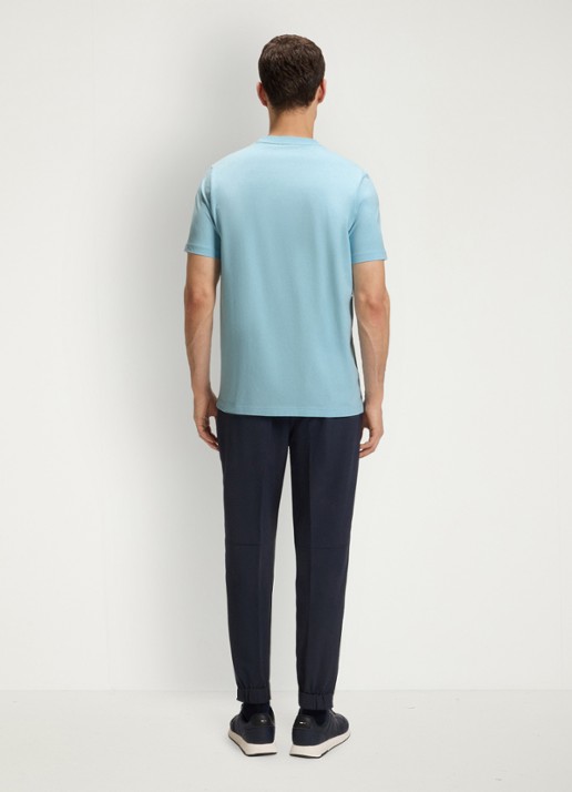 BOSS T-shirt van stretchkatoen met logodetail - achterkant 5 light/pastel blue-455 / blauw