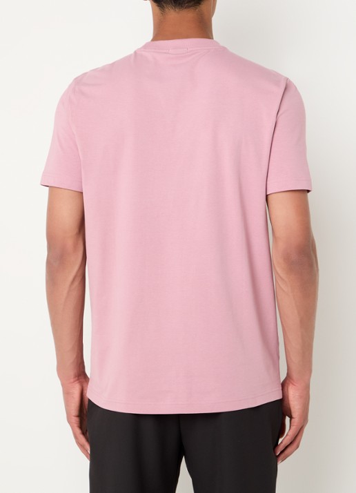 BOSS T-shirt van stretchkatoen met logodetail - achterkant open pink-696 / roze