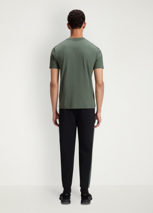 BOSS T-shirt van stretchkatoen met logodetail - achterkant open green-358 / groen