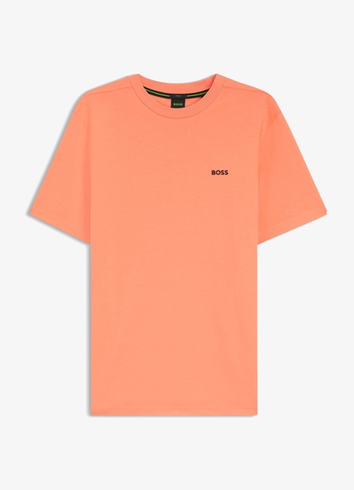 BOSS T-shirt van stretchkatoen met logodetail - voorkant 2 pink-650 / roze