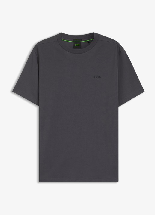 BOSS T-shirt van stretchkatoen met logodetail - voorkant 2 open grey-071 / grijs