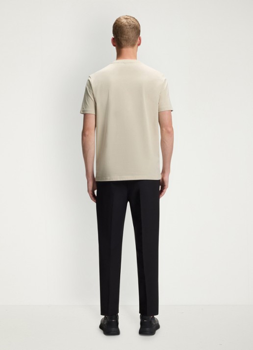 BOSS T-shirt van stretchkatoen met logodetail - achterkant 3 light beige-275 / beige