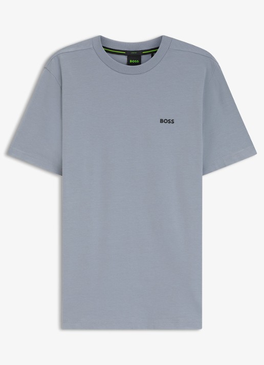 BOSS T-shirt van stretchkatoen met logodetail - voorkant 2 dark grey-026 / grijs
