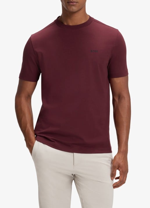 BOSS T-shirt van stretchkatoen met logodetail