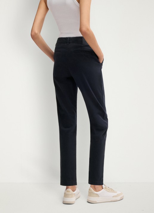 BOSS Tachini high waist slim fit chino met steekzakken en stretch - achterkant 3 donkerblauw