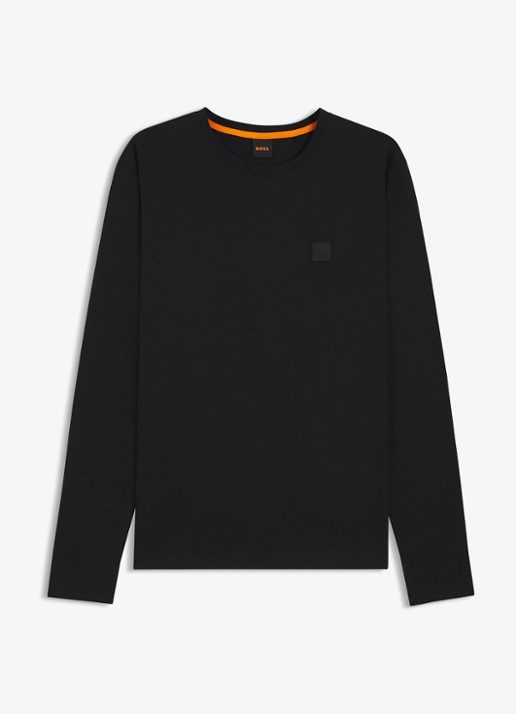 BOSS Tacks longsleeve met logo - voorkant zwart
