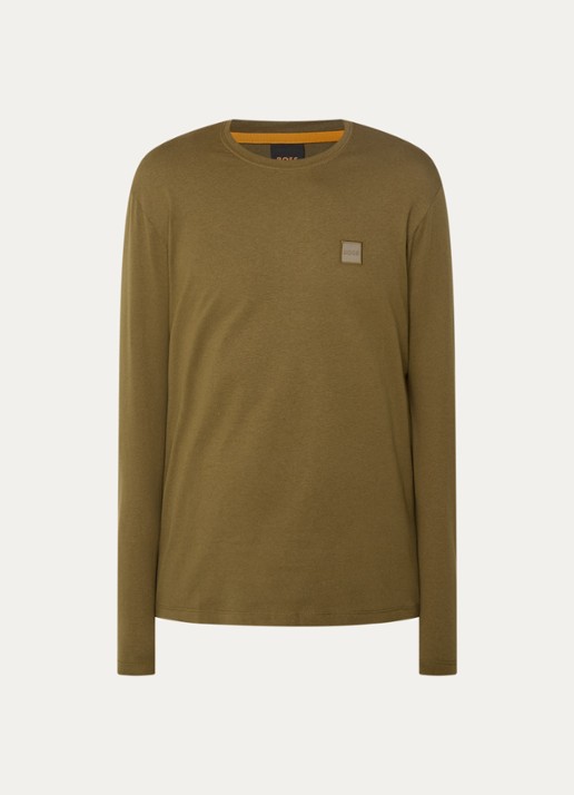 BOSS Tacks longsleeve met logo - voorkant 2 bronsgroen
