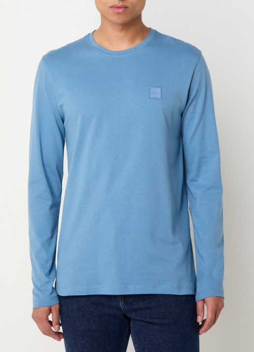 BOSS Tacks longsleeve met logo - detail 4 blauwgrijs