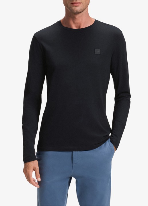 BOSS Tacks longsleeve met logo - detail 4 donkerblauw