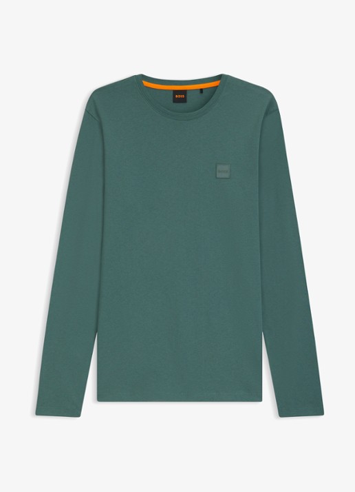 BOSS Tacks longsleeve met logo - voorkant zeegroen