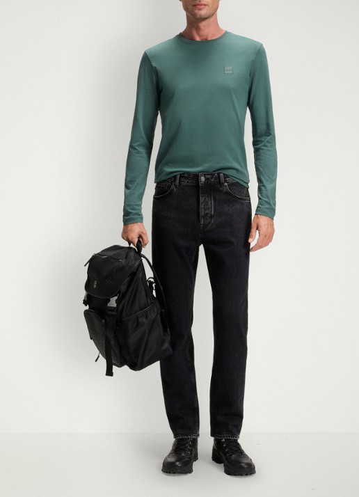BOSS Tacks longsleeve met logo - voorkant 2 zeegroen