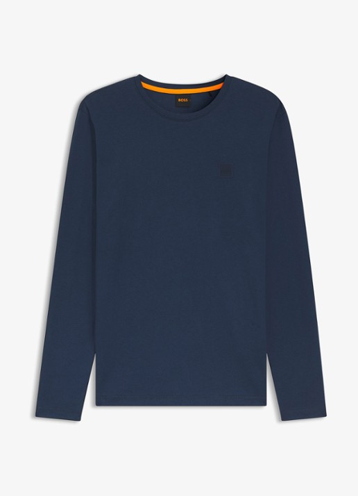 BOSS Tacks longsleeve met logo - voorkant donkerblauw