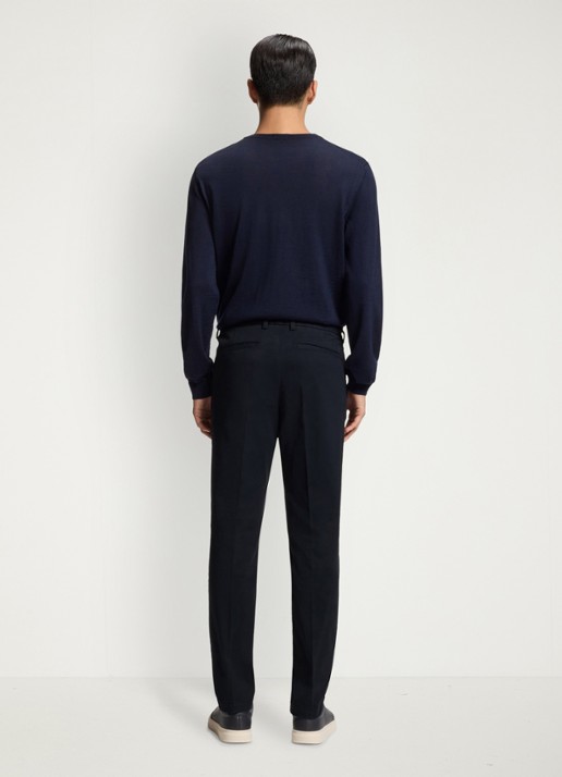 BOSS Tapered fit chino in katoenblend - achterkant 6 donkerblauw