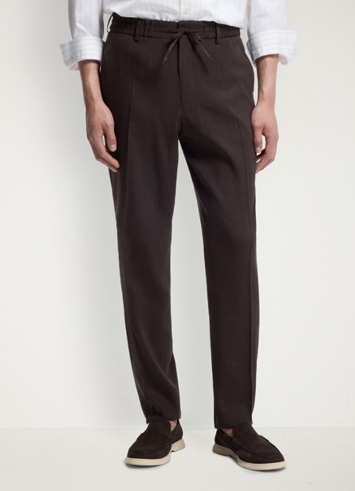 BOSS Tapered fit chino in linnenblend