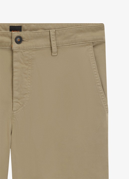 BOSS Tapered fit chino met steekzakken - detail 5 khaki