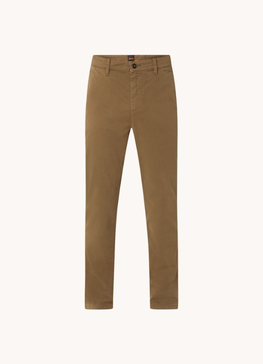 BOSS Tapered fit chino met steekzakken - voorkant mosgroen