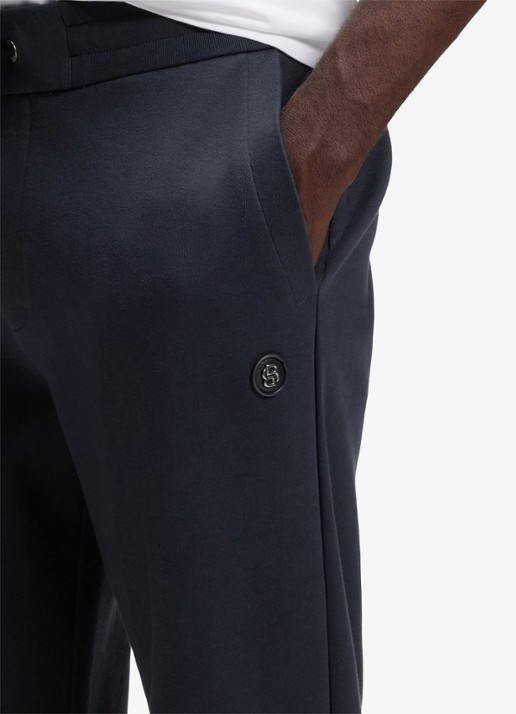 BOSS Tapered fit cropped joggingbroek met logo - detail 2 donkerblauw