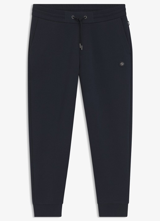 BOSS Tapered fit cropped joggingbroek met logo - voorkant 4 donkerblauw