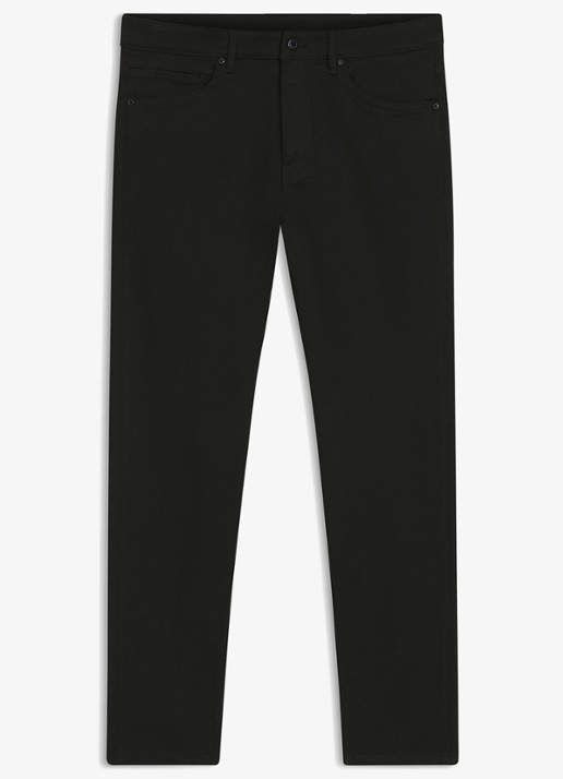 BOSS Tapered fit jeans met steekzakken - voorkant 5 zwart