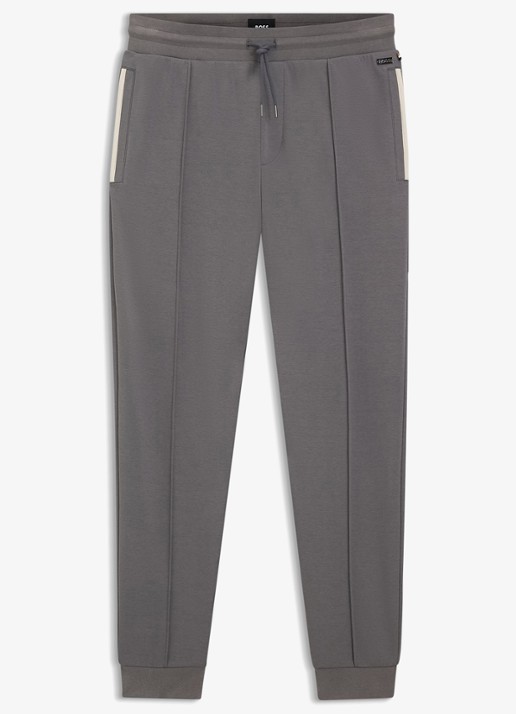 BOSS Tapered fit joggingbroek met steekzakken - voorkant grijs