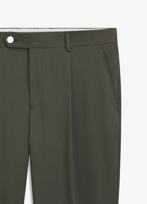 BOSS Tapered fit pantalon in katoenblend - detail 4 legergroen