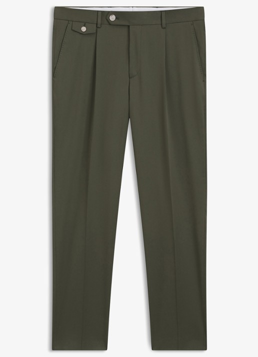 BOSS Tapered fit pantalon in katoenblend - voorkant 5 legergroen