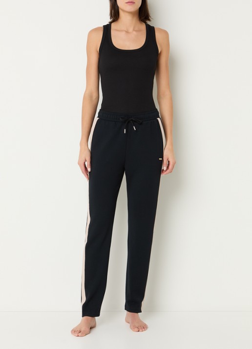BOSS Tapered-fit trainingsbroek met contrasterende inzetten  - voorkant 4 zwart