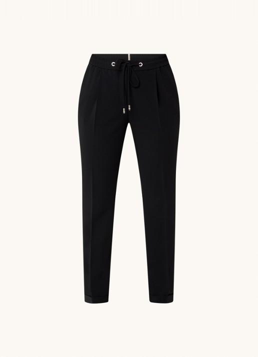 BOSS Tariyanah mid waist slim fit pantalon met stretch - voorkant 2 zwart
