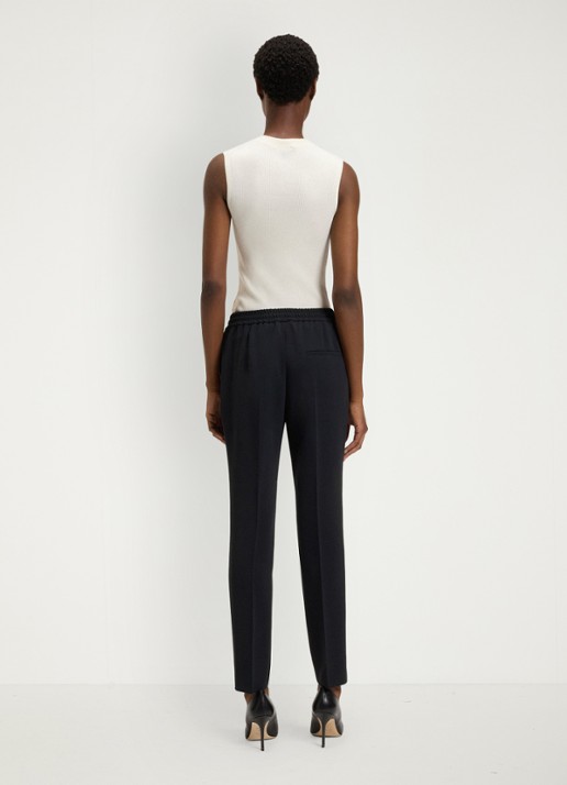 BOSS Tariyanah mid waist slim fit pantalon met stretch - detail 4 donkerblauw