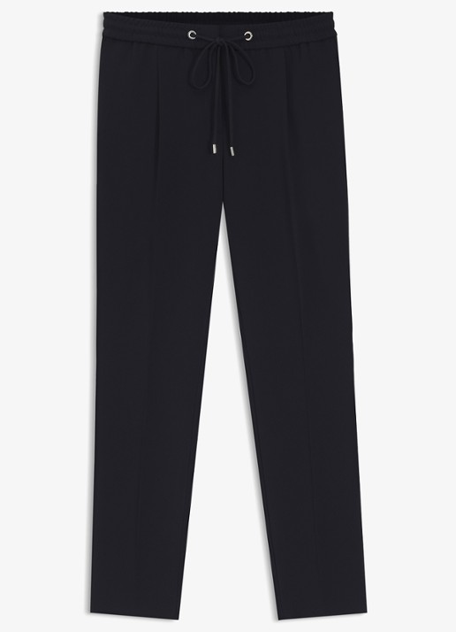 BOSS Tariyanah mid waist slim fit pantalon met stretch - voorkant donkerblauw