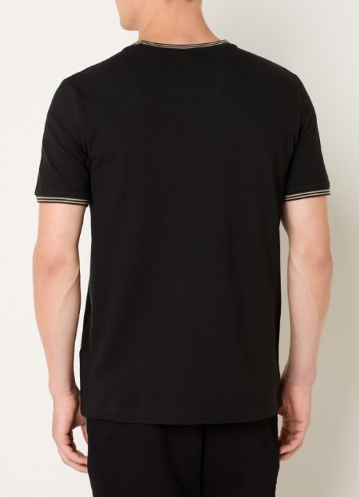 BOSS Taul T-shirt met logo en stretch - achterkant 4 zwart