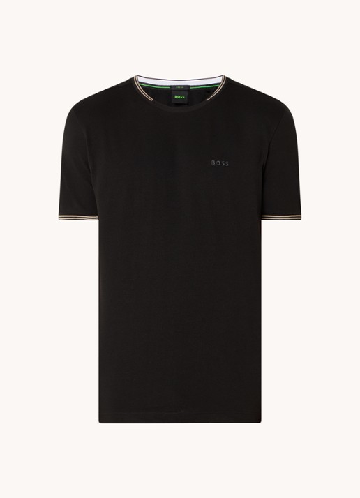 BOSS Taul T-shirt met logo en stretch - voorkant zwart