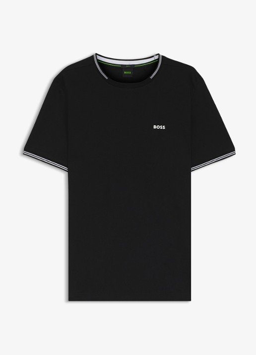 BOSS Taul T-shirt met logo en stretch - voorkant 3 zwart