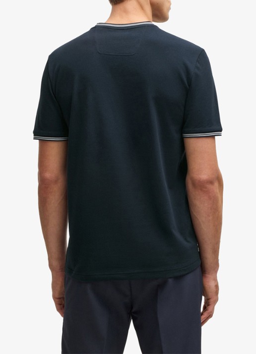 BOSS Taul T-shirt met logo en stretch - achterkant 3 donkerblauw