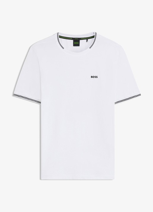 BOSS Taul T-shirt met logo en stretch - voorkant wit