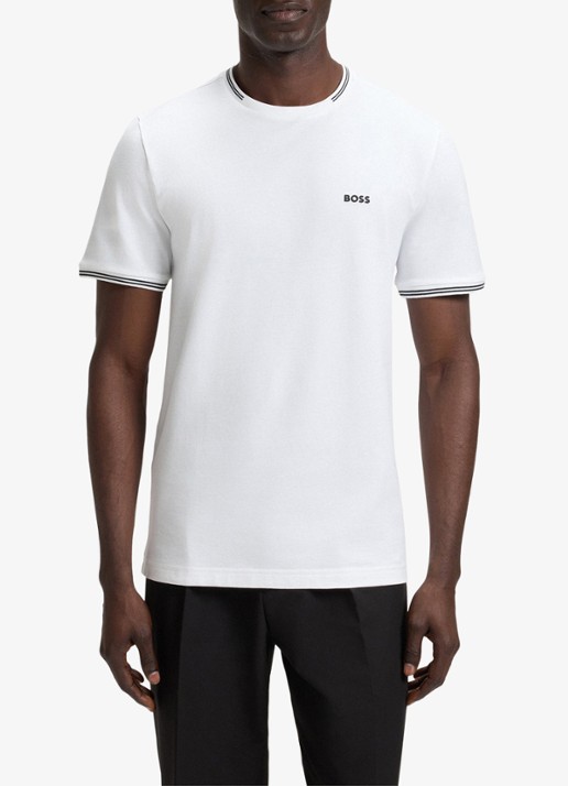 BOSS Taul T-shirt met logo en stretch