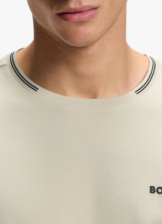 BOSS Taul T-shirt met logo en stretch - detail 4 light beige-275