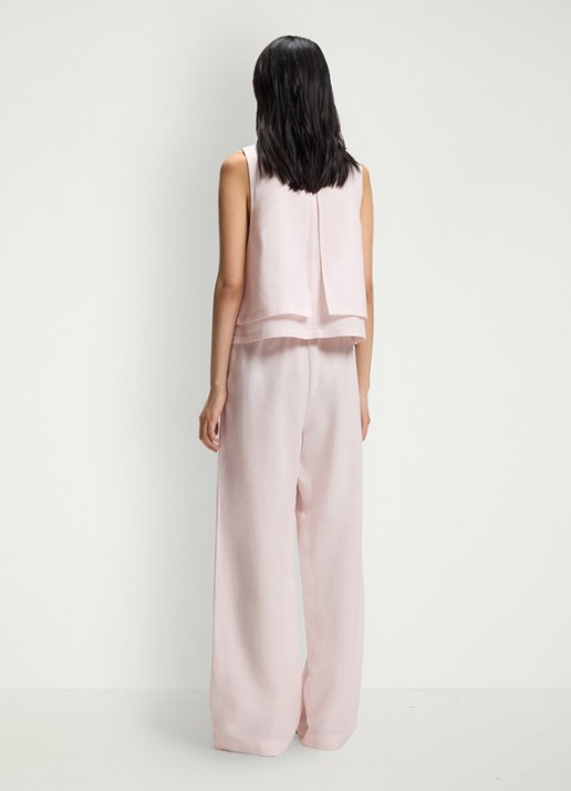 BOSS Tavati2_TI loose fit palazzo broek met steekzakken  - achterkant 6 light/pastel pink-680 / roze