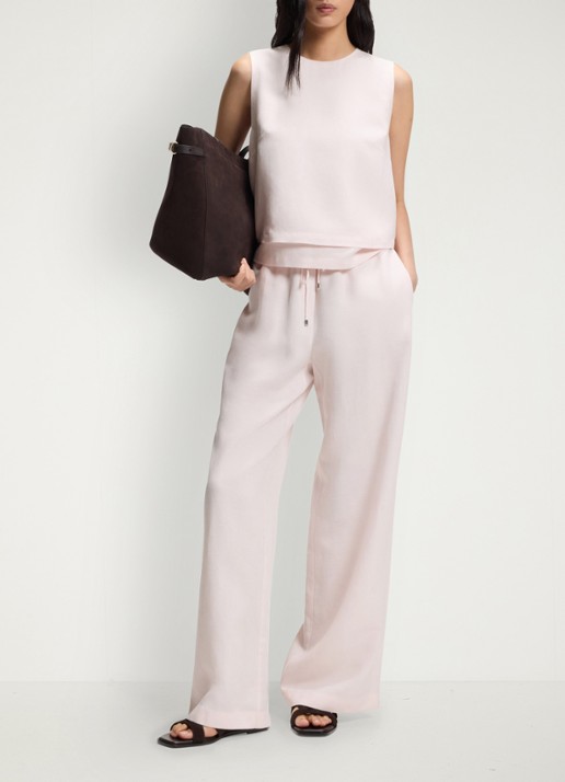 BOSS Tavati2_TI loose fit palazzo broek met steekzakken  - voorkant 2 light/pastel pink-680 / roze