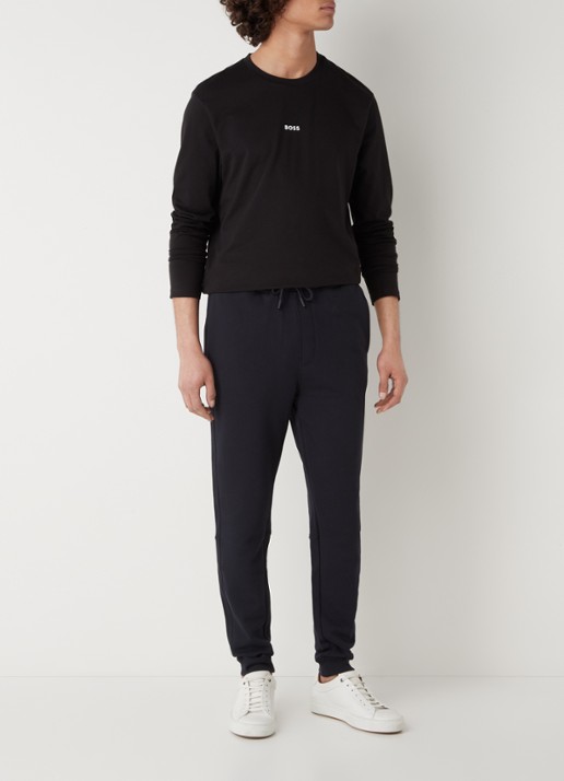 BOSS Tchark longsleeve met logoprint  - voorkant 3 zwart