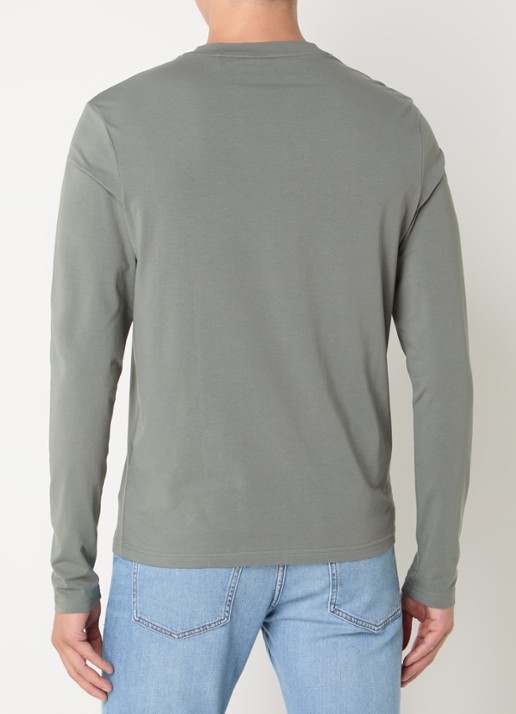 BOSS Tchark longsleeve met logoprint  - achterkant lichtgrijs