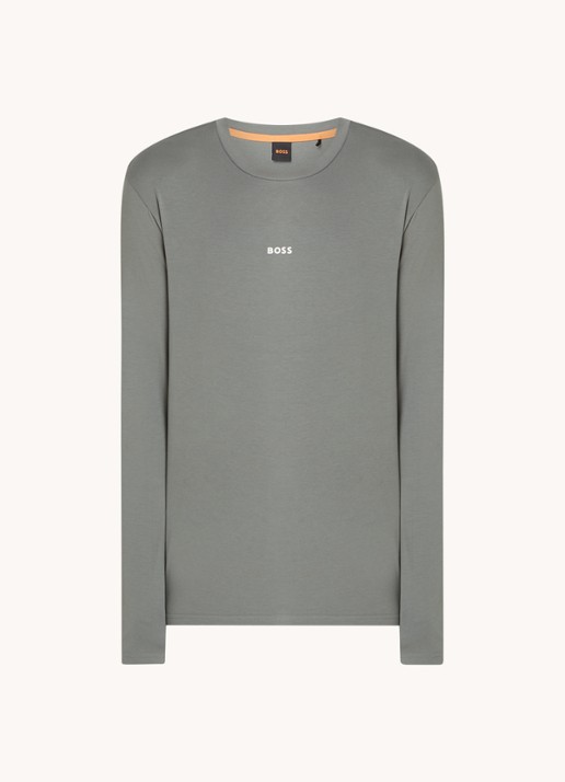 BOSS Tchark longsleeve met logoprint  - voorkant 2 lichtgrijs