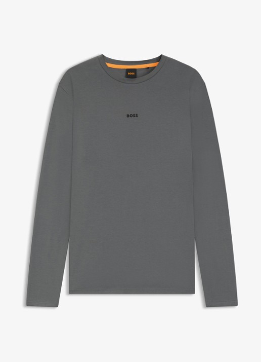 BOSS Tchark longsleeve met logoprint  - voorkant middengrijs