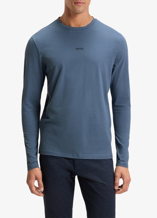 BOSS Tchark longsleeve met logoprint  - detail 4 middenblauw
