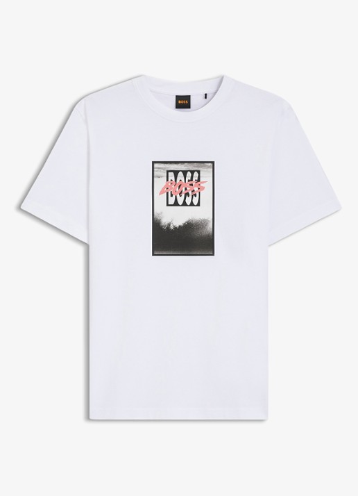 BOSS Te_Dj t-shirt met print - voorkant white-100 / wit