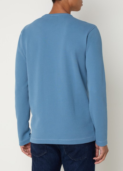 BOSS Tempesto longsleeve met structuur en logo - achterkant 2 petrol