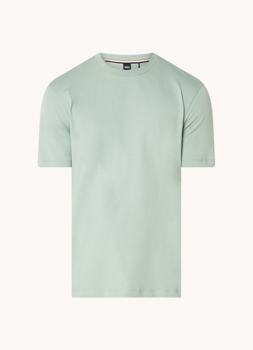 BOSS Thompson T-shirt met logo - voorkant 2 lindegroen