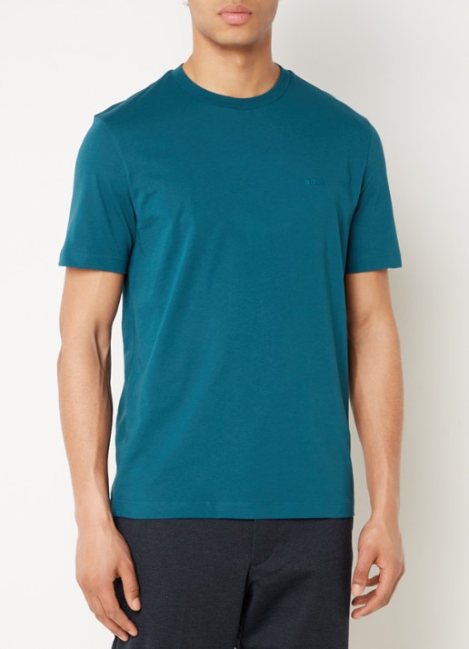 BOSS Thompson T-shirt met logo - detail petrol