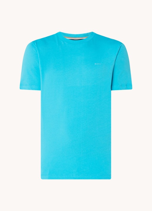 BOSS Thompson T-shirt met logo - voorkant turquoise